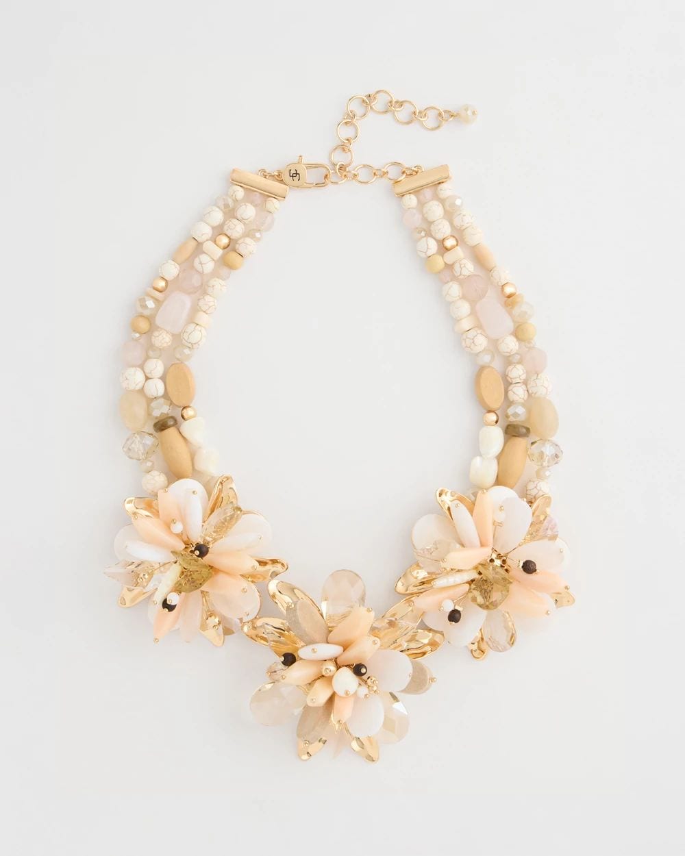 Chico's Originals Neutral Floral Bib Necklace