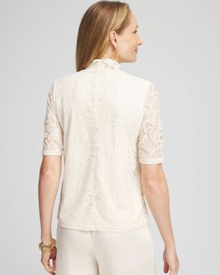 Lace Mock-Neck Short Sleeve Tee click to view larger image.