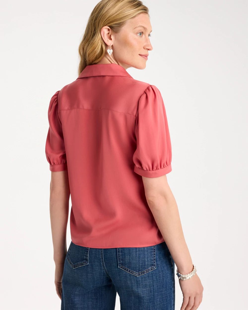 Satin Peter Pan Collar Blouse click to view larger image.
