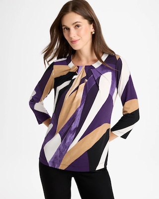Travelers™ Knit Printed Twist-Front Top