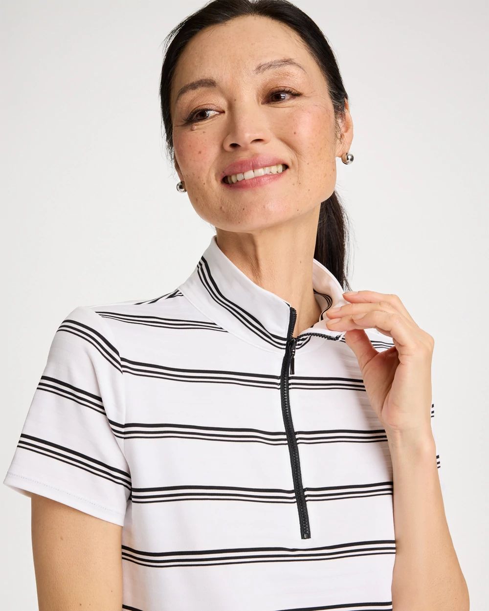 Zenergy® UPF Striped Half-Zip Polo
