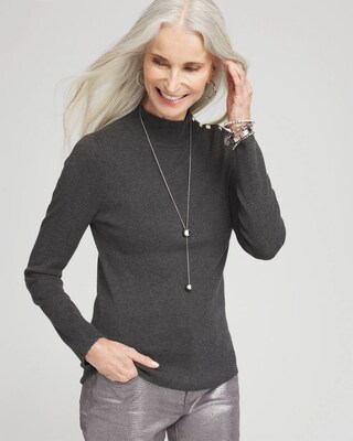 Ecovero™ Button Mock Neck Sweater
