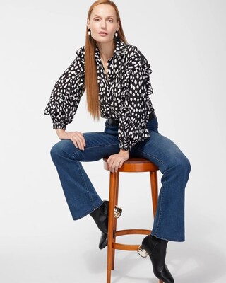 Ruffle Dot Print Shirt
