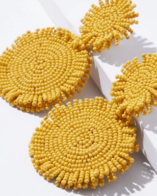 Yellow Round Seed Bead Earrings