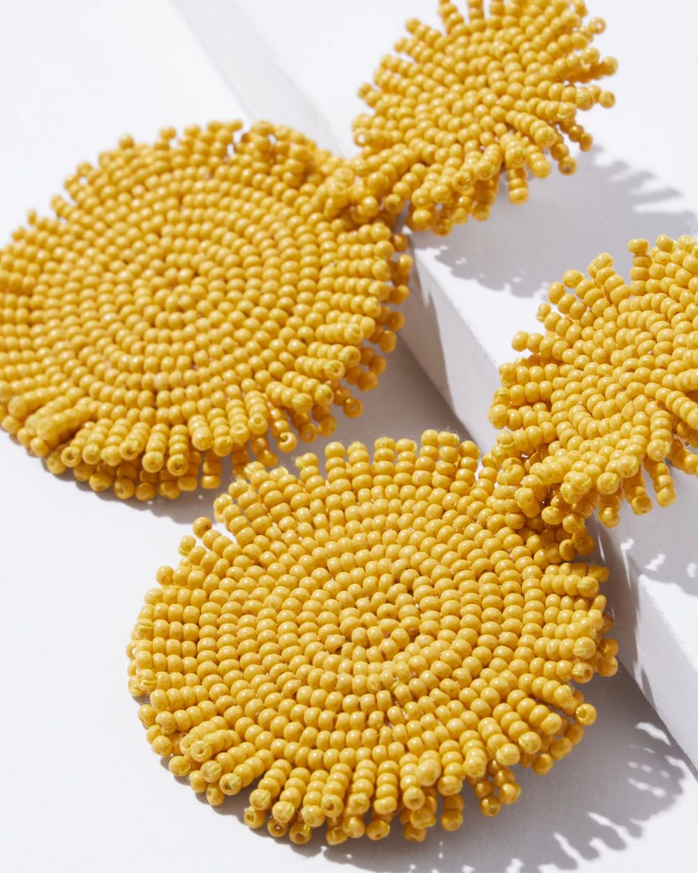 Yellow Round Seed Bead Earrings