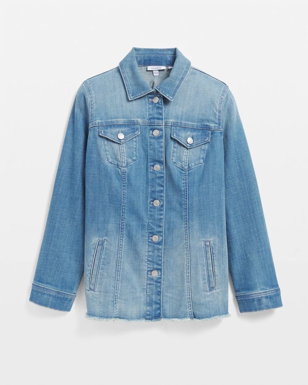 Indigo Frayed Hem Denim Jacket