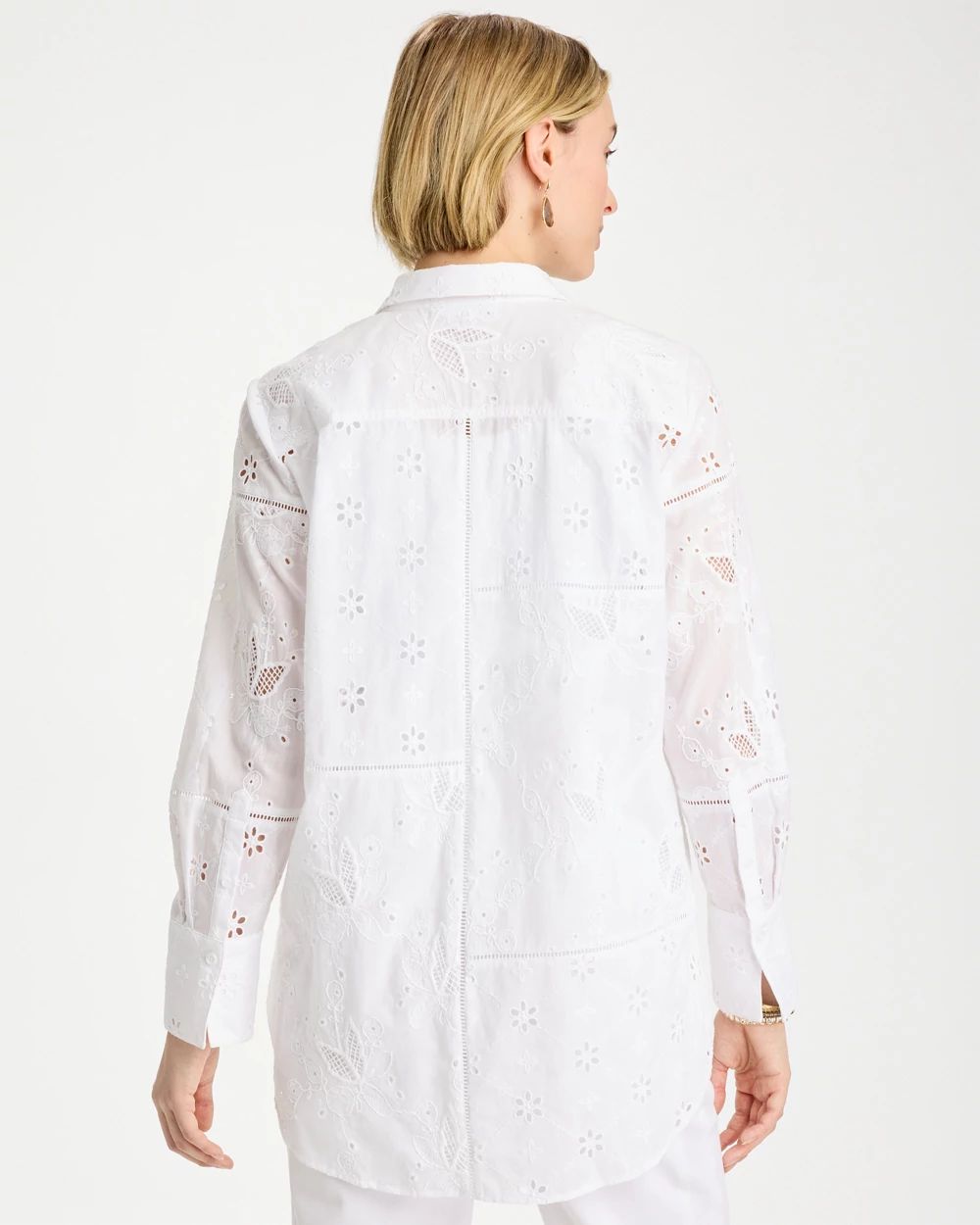 Embroidered Trapunto-Trim Tunic