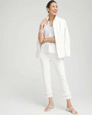 No Stain Embellished Girlfriend Cropped Jeans