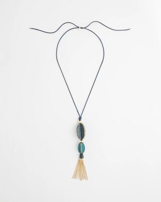 Adjustable Painted Wood Pendant Necklace