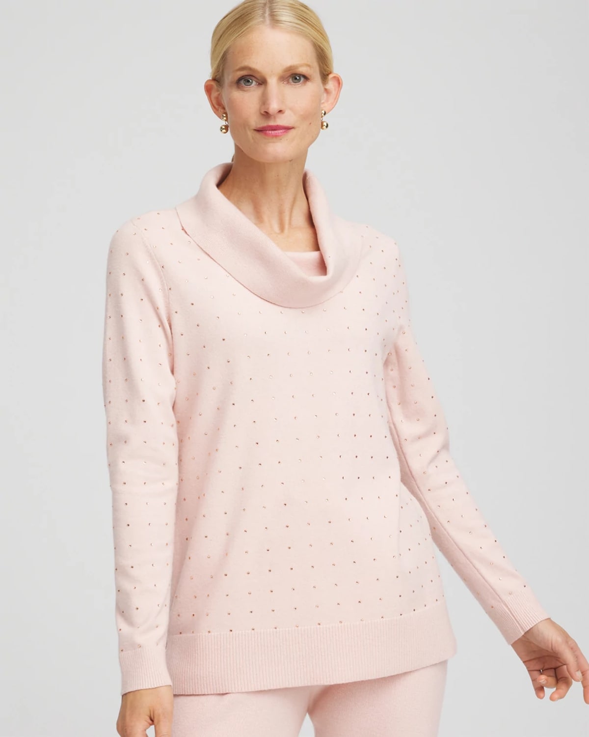 Chico's Luxe Diamante Cowlneck Tunic In Pink In Pink