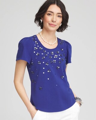 Embellished Flutter Sleeve Tee