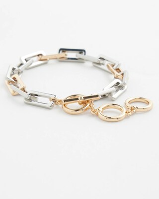 Mixed Metal Square Link Bracelet