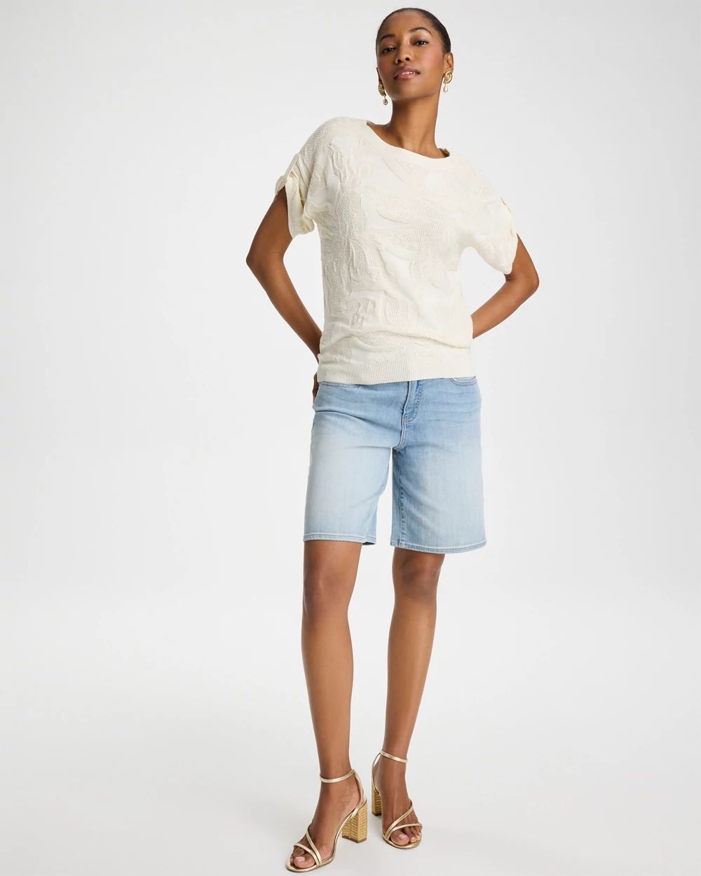 Girlfriend Slim Indigo Jean Shorts click to view larger image.