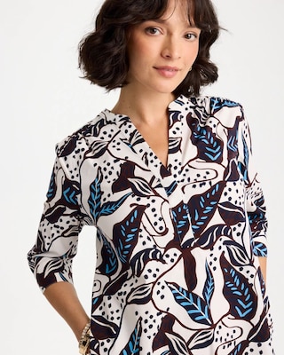 Poplin Cotton Popover Printed Dress click to view larger image.