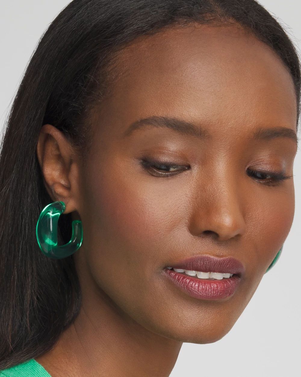 No Droop™ Green Lucite Square Hoops