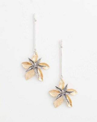 No Droop™ Mixed-Metal Floral Linear Drop Earrings click to view larger image.