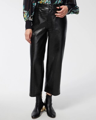 Faux Crocodile Wide Leg Crops