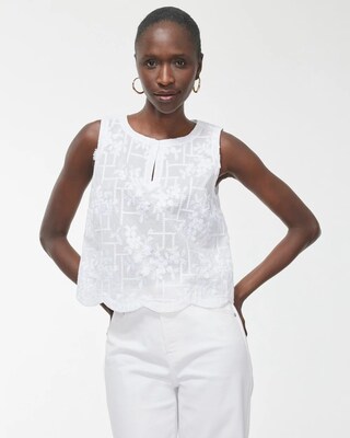 Scallop Hem Embroidered Tank