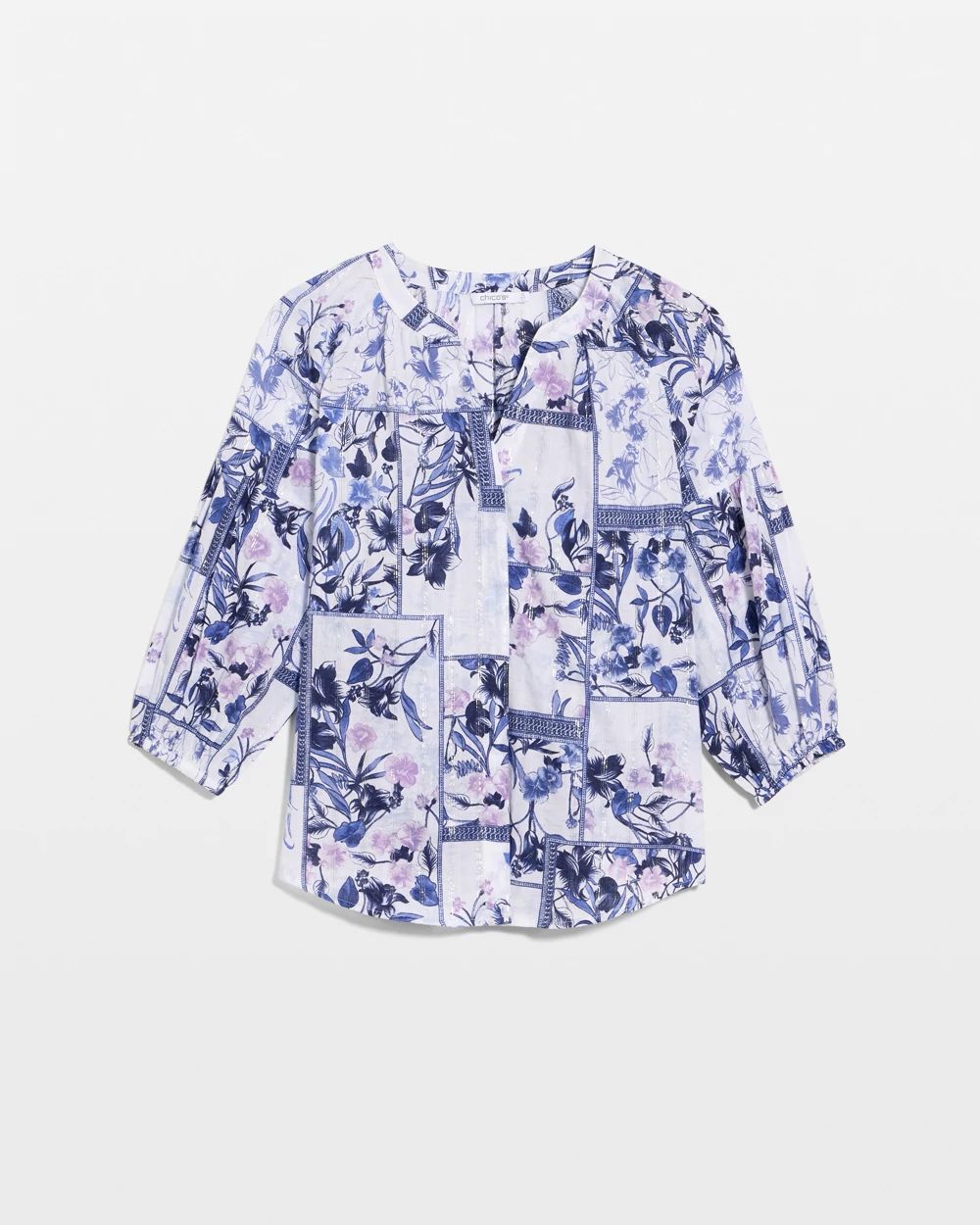 Cotton Printed Billow Sleeve Blouse click to view larger image.