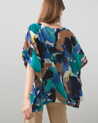 Woven Abstract Print Poncho