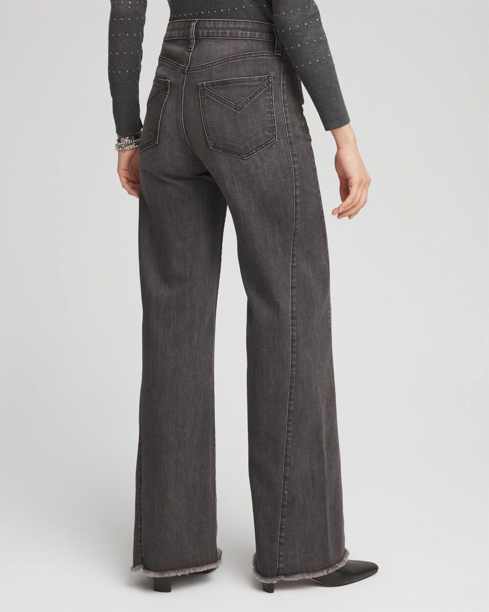 Wide Leg Frayed Hem Jeans