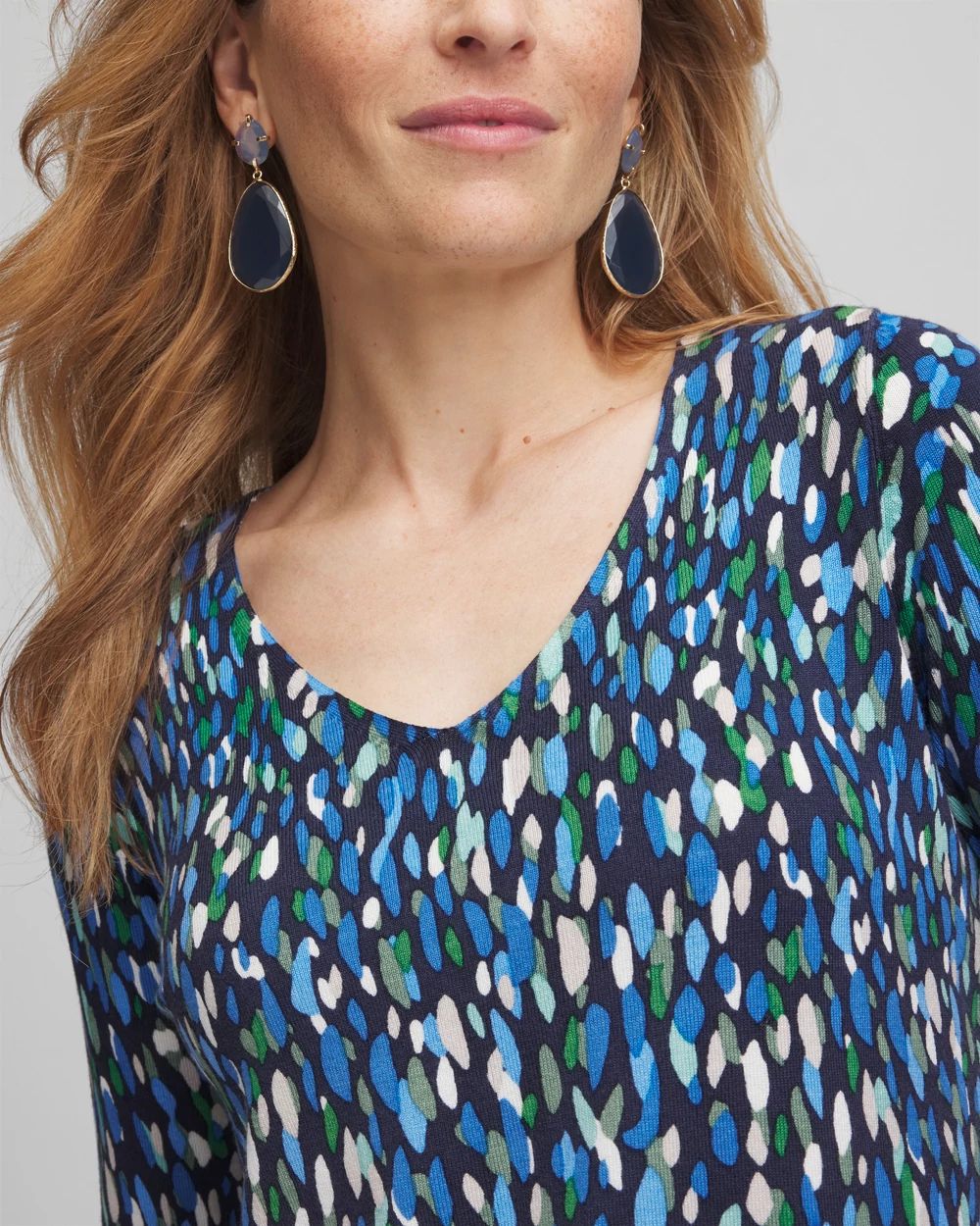 V-Neck Printed Pullover