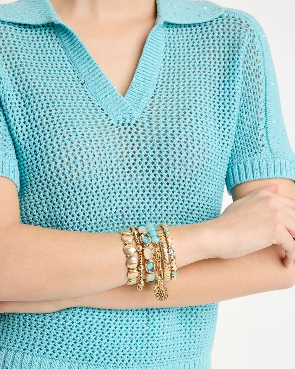 Jade Stone Link Charm Bracelet