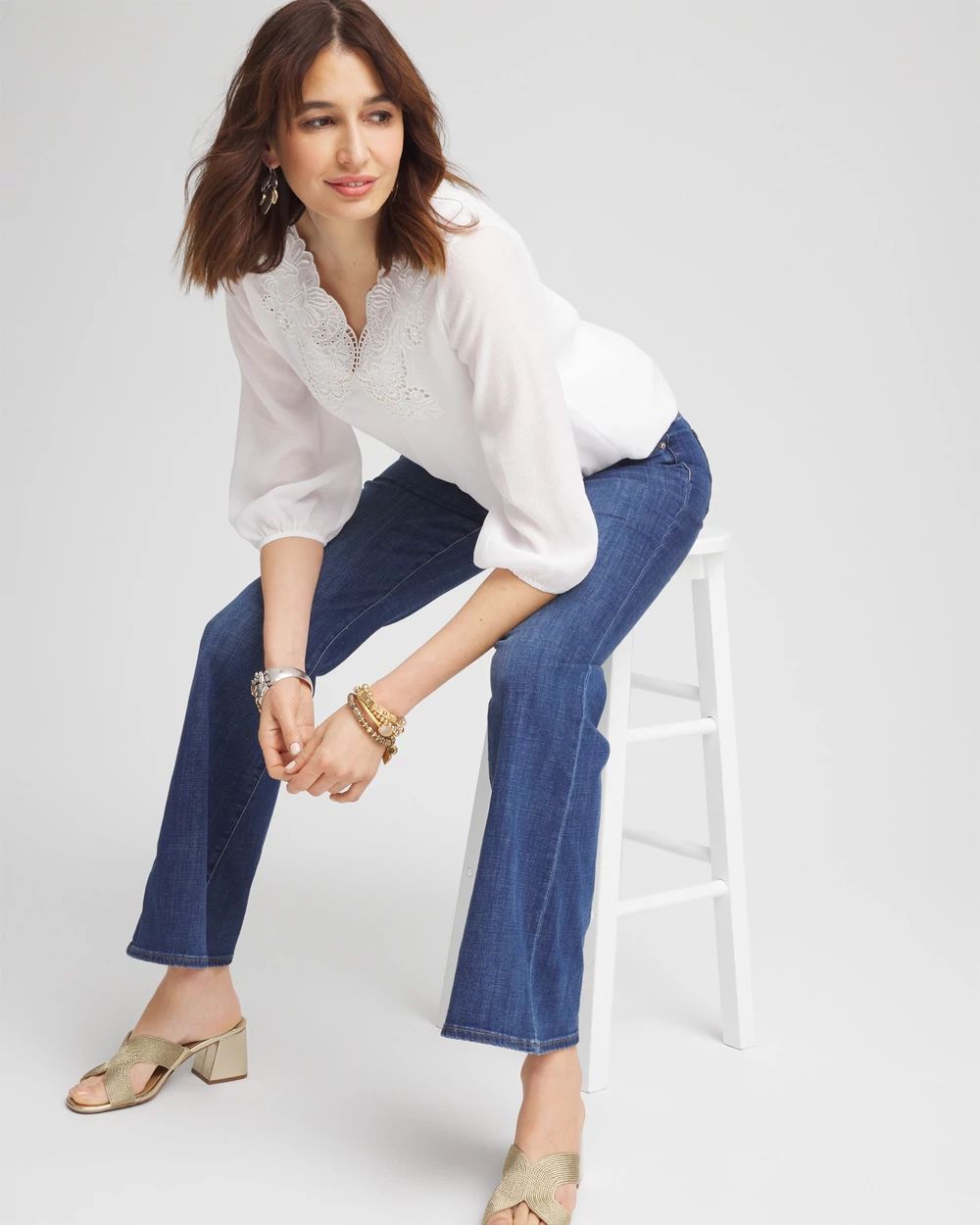 Embroidered Cutout Blouse