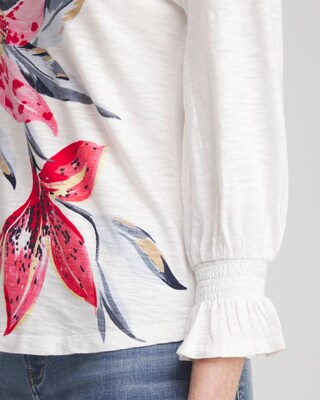 Lilies Smocked 3/4 Sleeve Tee