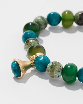 Jade & Agate Dangle Stretch Bracelet