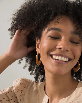 Gold Tone Front to Back Hoop Earrings