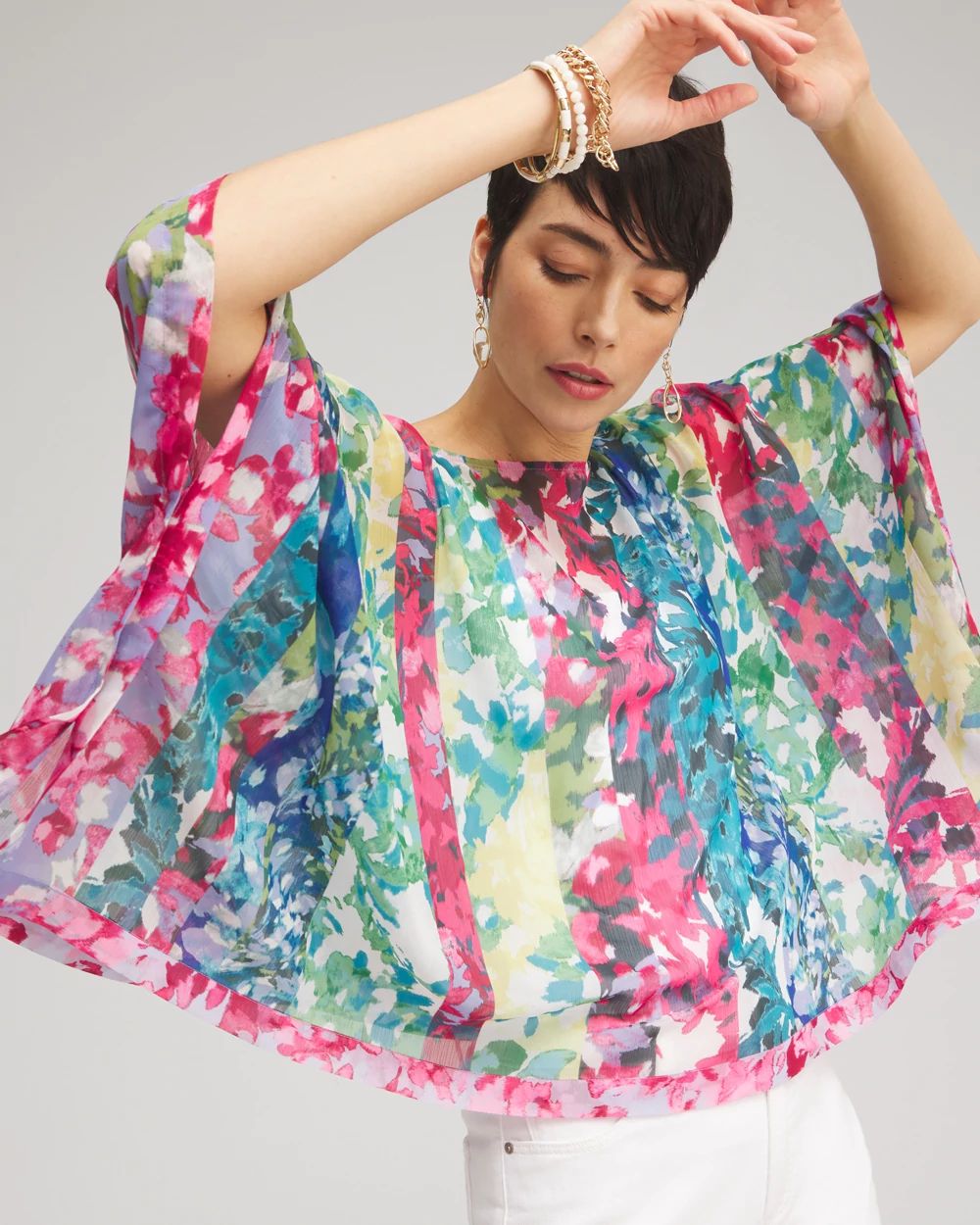 Mixed Floral Poncho