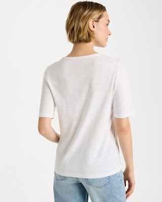 Cotton Slub Crewneck Button Tee click to view larger image.