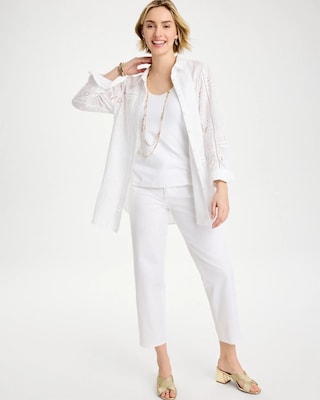 Embroidered Trapunto-Trim Tunic click to view larger image.