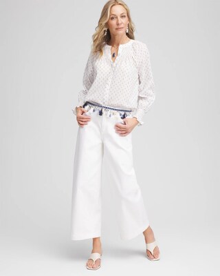 Smocked Split-neck Blouse click to view larger image.