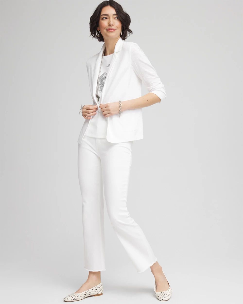 Knit Cotton Blend Blazer
