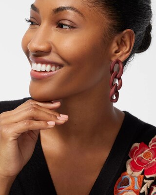 Red Drop Link Earrings
