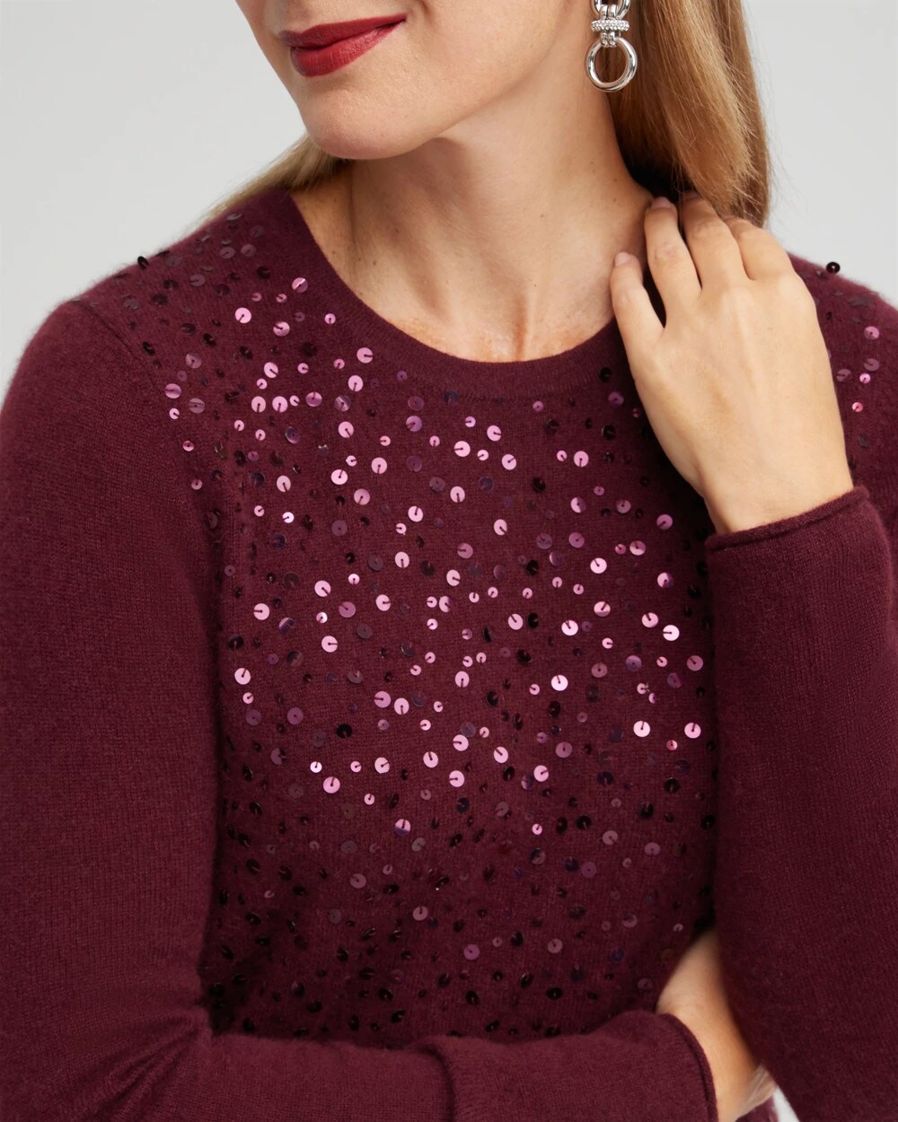 Cashmere Sequin Crew Neck Sweater