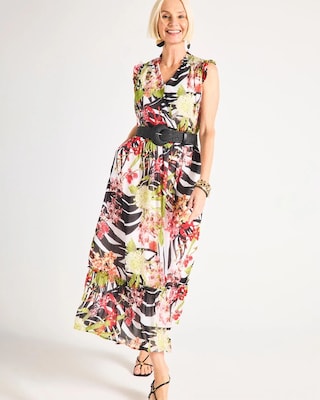 Crinkle Chiffon Animal Print Dress