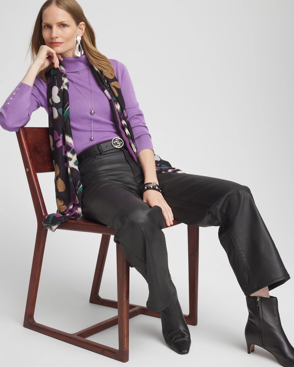 Ecovero™ Button Cuff Turtleneck Sweater