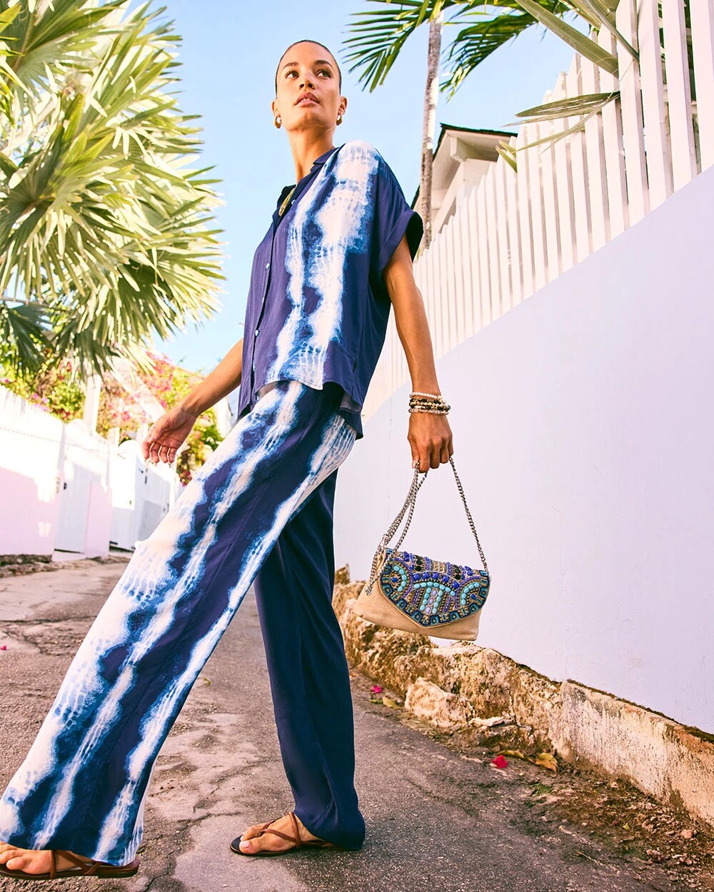 Faux Silk Tie-Dye Palazzo Pants