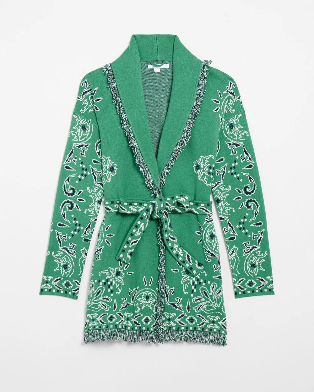 Fringe Bandana Print Cardigan
