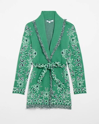 Fringe Bandana Print Cardigan