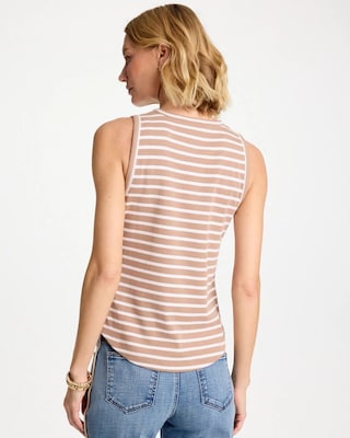 Striped High Neck Rib Tank click to view larger image.
