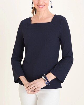 Square-Neck Ribbed Top