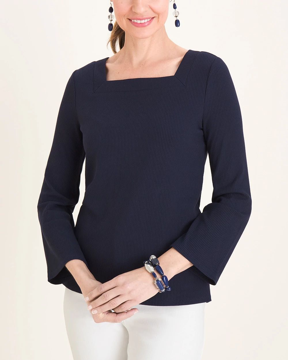 Square-Neck Ribbed Top
