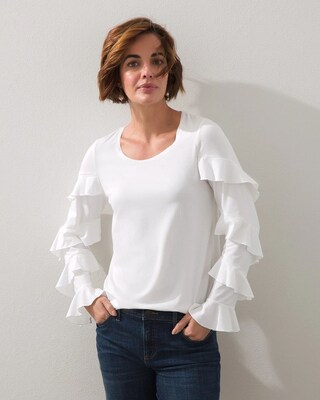 Touch of Cool Tiered Ruffle Sleeve Top
