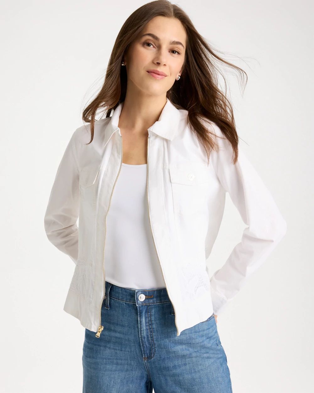 Poplin Cotton Lace Peplum Jacket