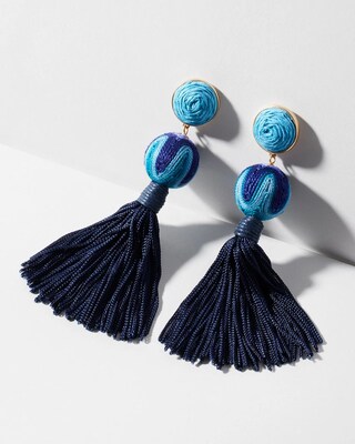 Blue Tassel Drop Earrings