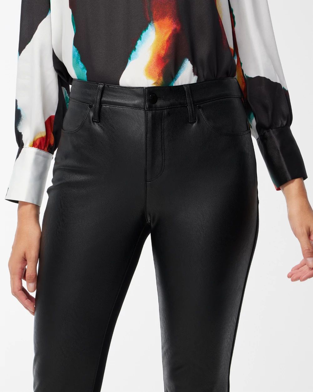 Faux Leather Front Ponte Back Pants
